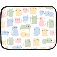 Cute-cat-colorful-cartoon-doodle-seamless-pattern Two Sides Fleece Blanket (mini) by Salman4z