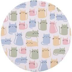 Cute-cat-colorful-cartoon-doodle-seamless-pattern Uv Print Round Tile Coaster by Salman4z