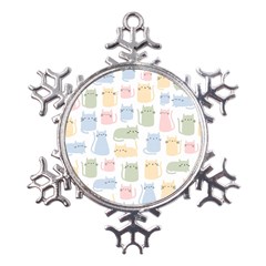 Cute-cat-colorful-cartoon-doodle-seamless-pattern Metal Large Snowflake Ornament