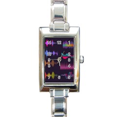 Colorful-sound-wave-set Rectangle Italian Charm Watch by Salman4z