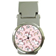 Cute-unicorn-rainbow-seamless-pattern-background Money Clip Watches
