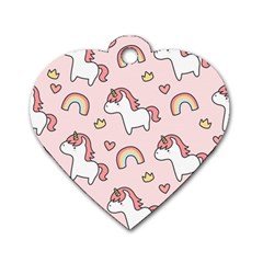 Cute-unicorn-rainbow-seamless-pattern-background Dog Tag Heart (two Sides) by Salman4z