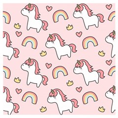 Cute-unicorn-rainbow-seamless-pattern-background Wooden Puzzle Square by Salman4z