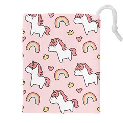 Cute-unicorn-rainbow-seamless-pattern-background Drawstring Pouch (5xl) by Salman4z