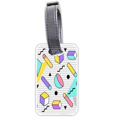 Tridimensional-pastel-shapes-background-memphis-style Luggage Tag (one Side) by Salman4z