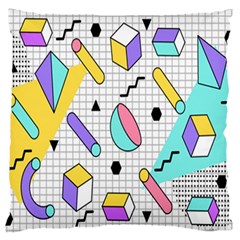 Tridimensional-pastel-shapes-background-memphis-style Large Premium Plush Fleece Cushion Case (two Sides) by Salman4z