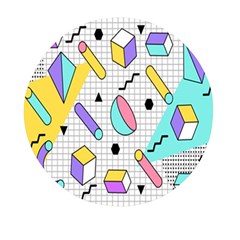 Tridimensional-pastel-shapes-background-memphis-style Mini Round Pill Box by Salman4z