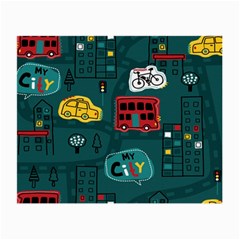 Seamless-pattern-hand-drawn-with-vehicles-buildings-road Small Glasses Cloth (2 Sides) by Salman4z