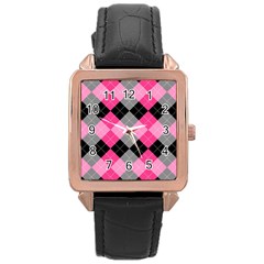 Seamless-argyle-pattern Rose Gold Leather Watch  by Salman4z