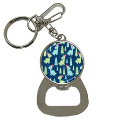 Cute Dinosaurs Animal Seamless Pattern Doodle Dino Winter Theme Bottle Opener Key Chain by pakminggu