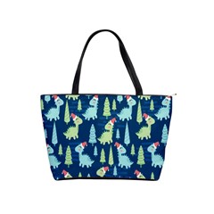 Cute Dinosaurs Animal Seamless Pattern Doodle Dino Winter Theme Classic Shoulder Handbag by pakminggu