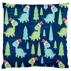 Cute Dinosaurs Animal Seamless Pattern Doodle Dino Winter Theme Large Cushion Case (two Sides) by pakminggu