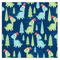 Cute Dinosaurs Animal Seamless Pattern Doodle Dino Winter Theme Square Satin Scarf (36  X 36 ) by pakminggu