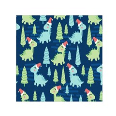 Cute Dinosaurs Animal Seamless Pattern Doodle Dino Winter Theme Square Satin Scarf (30  X 30 ) by pakminggu