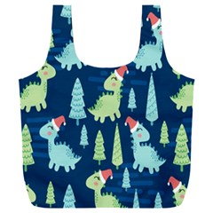 Cute Dinosaurs Animal Seamless Pattern Doodle Dino Winter Theme Full Print Recycle Bag (xxxl)