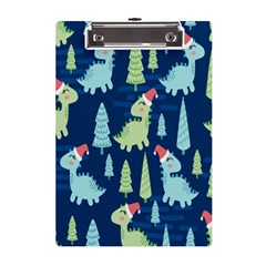 Cute Dinosaurs Animal Seamless Pattern Doodle Dino Winter Theme A5 Acrylic Clipboard by pakminggu