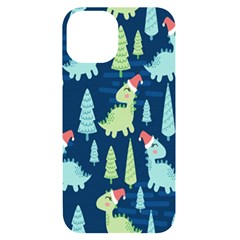 Cute Dinosaurs Animal Seamless Pattern Doodle Dino Winter Theme Iphone 14 Black Uv Print Case by pakminggu