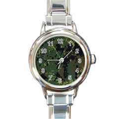 Military Background Grunge Round Italian Charm Watch