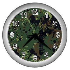 Military Background Grunge Wall Clock (Silver)