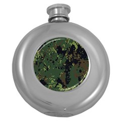 Military Background Grunge Round Hip Flask (5 oz)