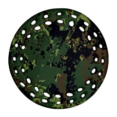 Military Background Grunge Round Filigree Ornament (Two Sides)