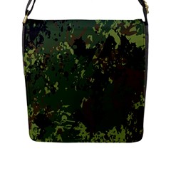 Military Background Grunge Flap Closure Messenger Bag (L)