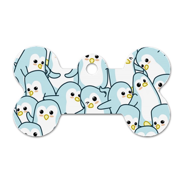 Penguins Pattern Dog Tag Bone (Two Sides)