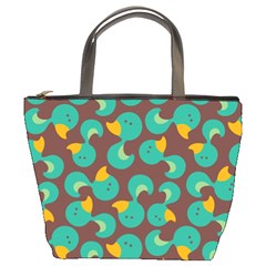 Vector Illustration Seamless Pattern With Cartoon Duck Bucket Bag by pakminggu