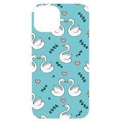 Elegant Swan Pattern Design Iphone 14 Black Uv Print Case by pakminggu