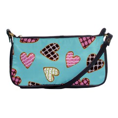 Seamless Pattern With Heart Shaped Cookies With Sugar Icing Shoulder Clutch Bag by pakminggu