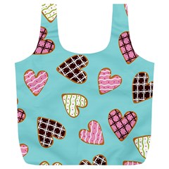 Seamless Pattern With Heart Shaped Cookies With Sugar Icing Full Print Recycle Bag (xl) by pakminggu