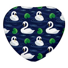 Swan Pattern Elegant Design Heart Glass Fridge Magnet (4 Pack) by pakminggu