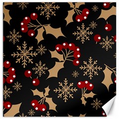 Christmas Pattern With Snowflakes Berries Canvas 16  X 16  by pakminggu