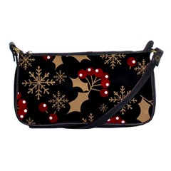 Christmas Pattern With Snowflakes Berries Shoulder Clutch Bag by pakminggu