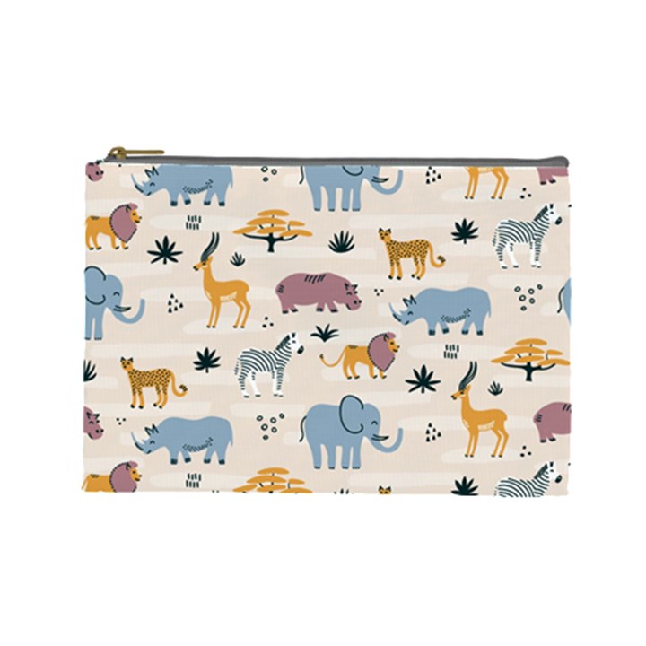 Wild Animals Seamless Pattern Cosmetic Bag (Large)