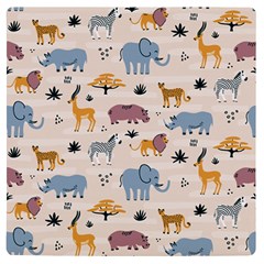 Wild Animals Seamless Pattern Uv Print Square Tile Coaster  by pakminggu