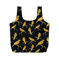 Background With Golden Birds Full Print Recycle Bag (m) by pakminggu