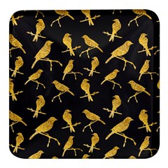 Background With Golden Birds Square Glass Fridge Magnet (4 Pack) by pakminggu
