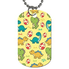 Seamless Pattern With Cute Dinosaurs Character Dog Tag (two Sides) by pakminggu