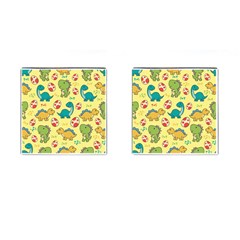 Seamless Pattern With Cute Dinosaurs Character Cufflinks (square) by pakminggu