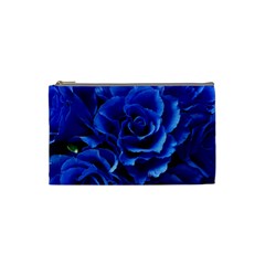 Blue Roses Flowers Plant Romance Blossom Bloom Nature Flora Petals Cosmetic Bag (small) by pakminggu