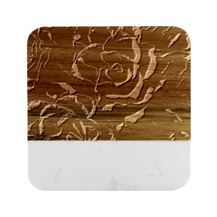 Blue Roses Flowers Plant Romance Blossom Bloom Nature Flora Petals Marble Wood Coaster (square) by pakminggu