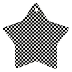 Black And White Checkerboard Background Board Checker Ornament (star) by pakminggu