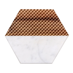 Black And White Checkerboard Background Board Checker Marble Wood Coaster (hexagon) 