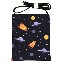 Cosmos Rockets Spaceships Ufos Shoulder Sling Bag by pakminggu