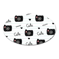 Cute Cameras Doodles Hand Drawn Oval Magnet by pakminggu