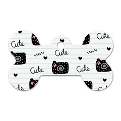 Cute Cameras Doodles Hand Drawn Dog Tag Bone (one Side) by pakminggu