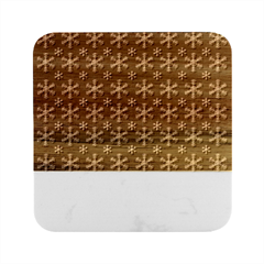 Snowflakes Background Pattern Marble Wood Coaster (square)
