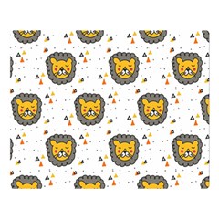 Lion Heads Pattern Design Doodle Two Sides Premium Plush Fleece Blanket (large) by pakminggu