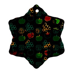 Apples Honey Honeycombs Pattern Snowflake Ornament (two Sides) by pakminggu